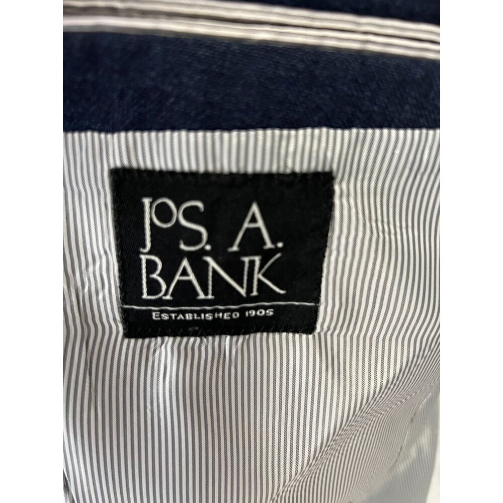 Jos A Bank Navy Sport Jacket Blazer Mens 43‎ Regular Classic Linen Wool Blend - Picture 4 of 16